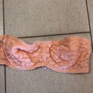 Victoria’s Secret Peach Lace Bandeau Strapless Bra